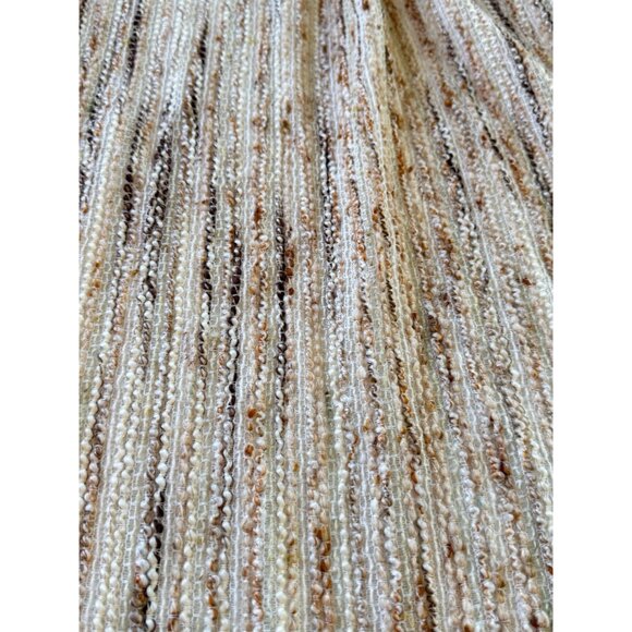 Vintage 70s pleated curtain, tan, brown rust vertical stripes, thick woven - Picture 6 of 10